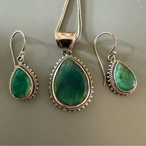 Designer BJC Samuel Benham Beryl Gemstone Necklace Earring Set